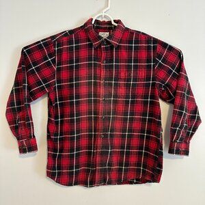 Blue Mountain Casual Button Down Mens Large Red Plaid Rugged Flannel Shirt